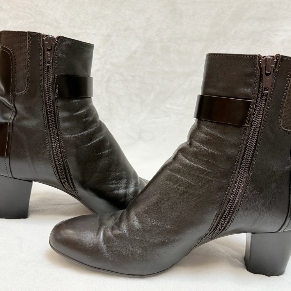 AGL Dark Brown Leather Heeled Boots - Picture 4 of 5